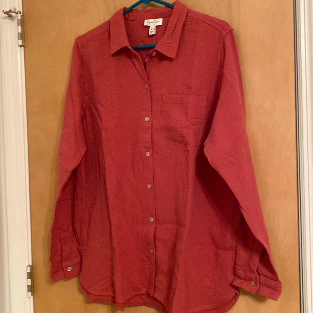 Jessica Simpson NWT Women’s Gauze Button Down Shirt, Size Large